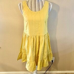 NWT Elia-Cher Dress Small Gold Yellow Sleeveless Mini Pleated Skirt Crochet New